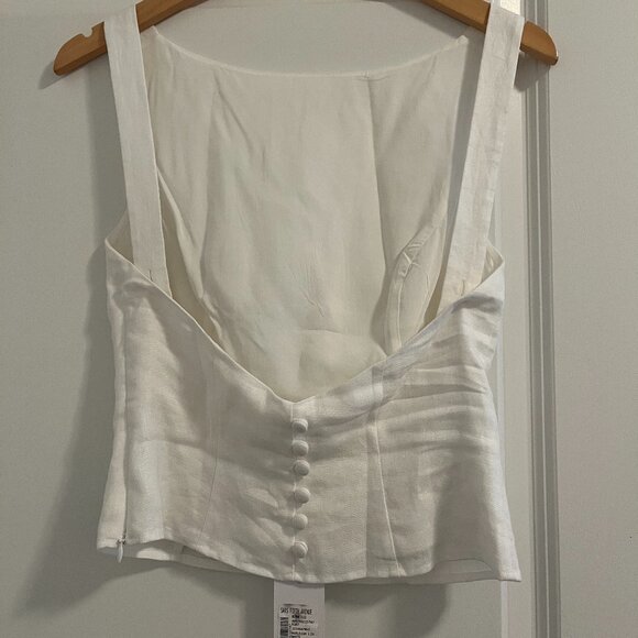 NWT Reformation Marleigh Seamed Top in White Linen - Picture 7 of 8